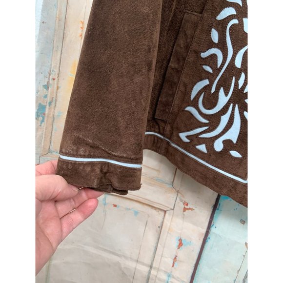 Bradley Bradley Bayou Brown Suede with Light Blue Cutout Details Medium - Picture 2 of 9